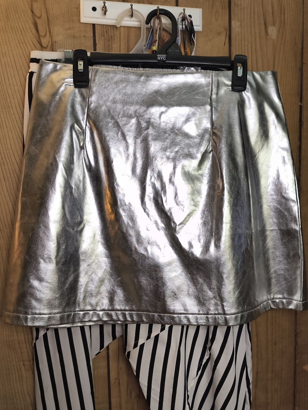 Silver Faux Leather Mini skirt